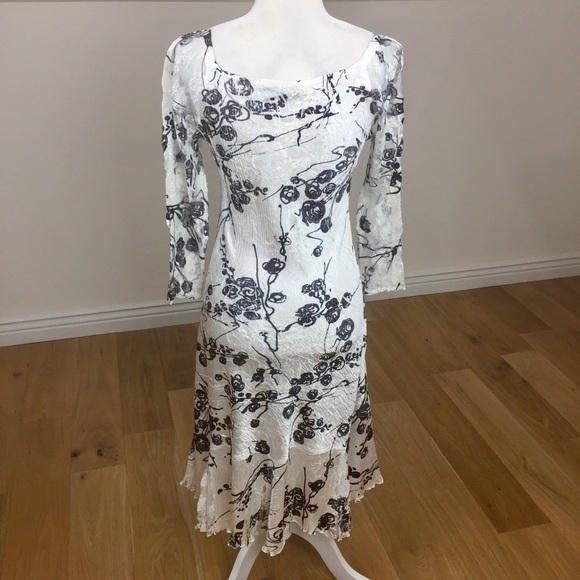 Komarov Scoop Neck Lace Sleeve Floral Midi Dress - Picture 6 of 9